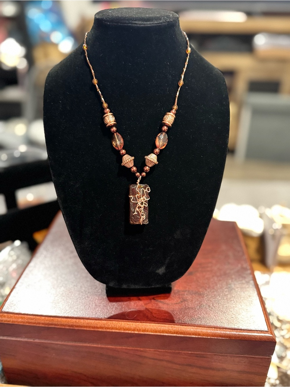 Handcrafted Brown Pendant Necklace - Elegant Women Jewelry